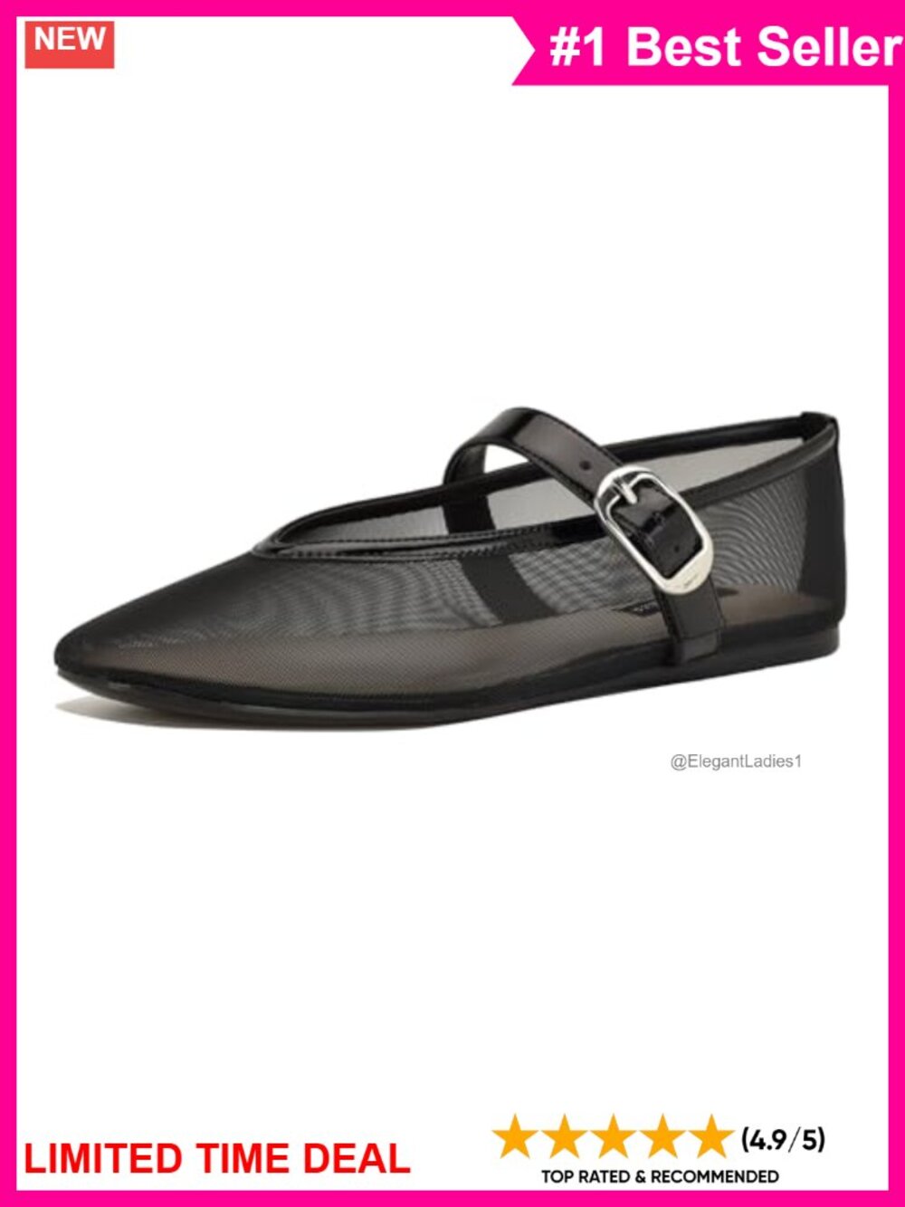 Mary Jane Flats Square Toe Buckle Closure Textile Faux Patent Leather Upper